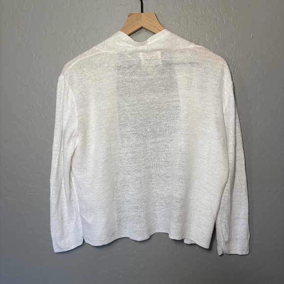 Cynthia Rowley Linen Open Front Cardigan Sweater White - Picture 2 of 8